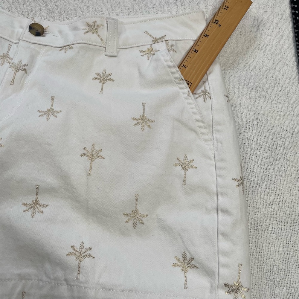 a.n.a White Shorts with‎ Gold Palm Trees Design ~ Sz 12 Twill~ Summertime - Picture 8 of 13